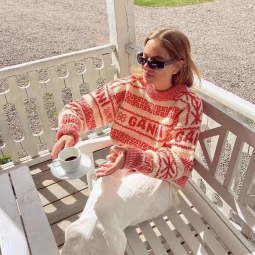 Ganni Egret Wool Pullover Sweater - Picture 1 of 9